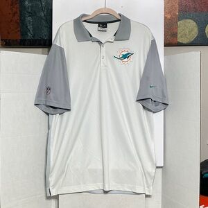Closet clean out!  Nike Men's White and Gray Polo with Miami Dolphins logo